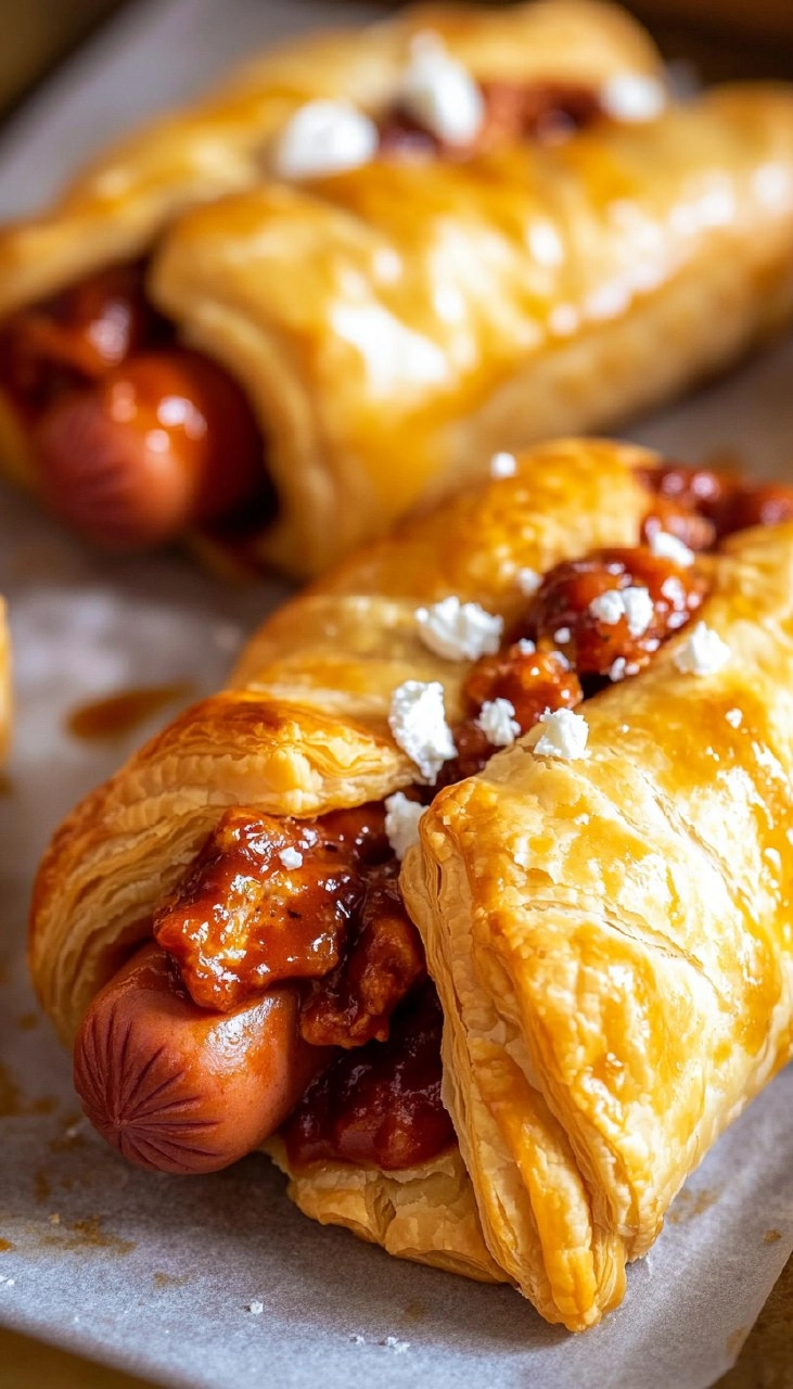 Buffalo Wing Puff Pastry Hot Dogs