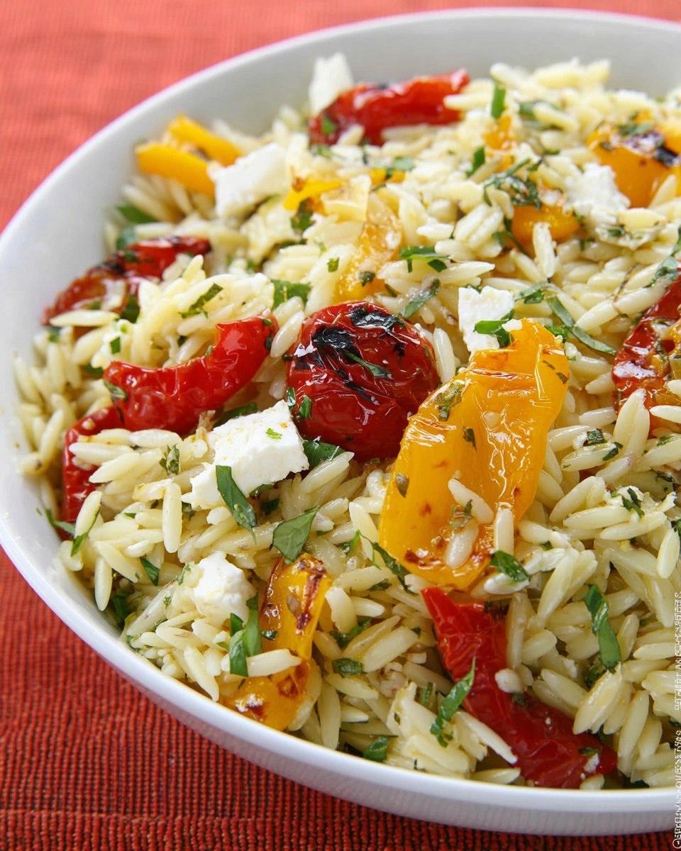 Orzo Salad with Feta and Roasted Peppers