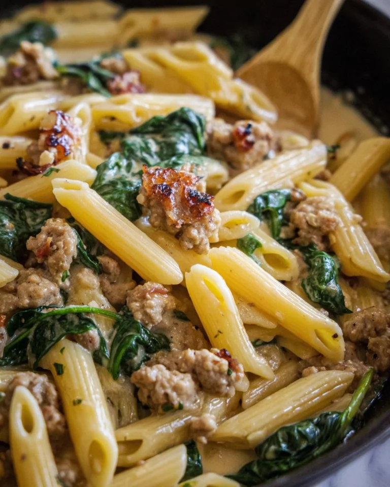 Creamy-Sausage-Pasta-with-Spinach-Recipe