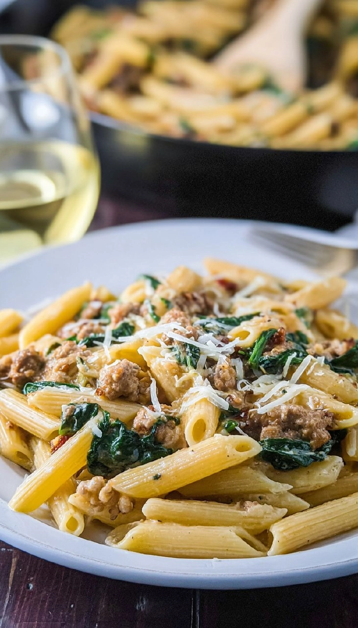 Creamy Sausage Pasta with Spinach