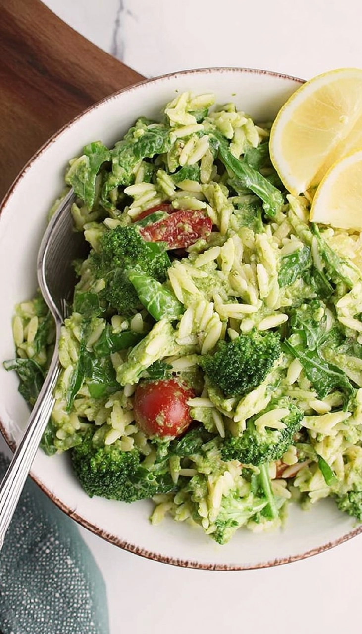 Pesto Orzo Pasta Salad With Broccoli