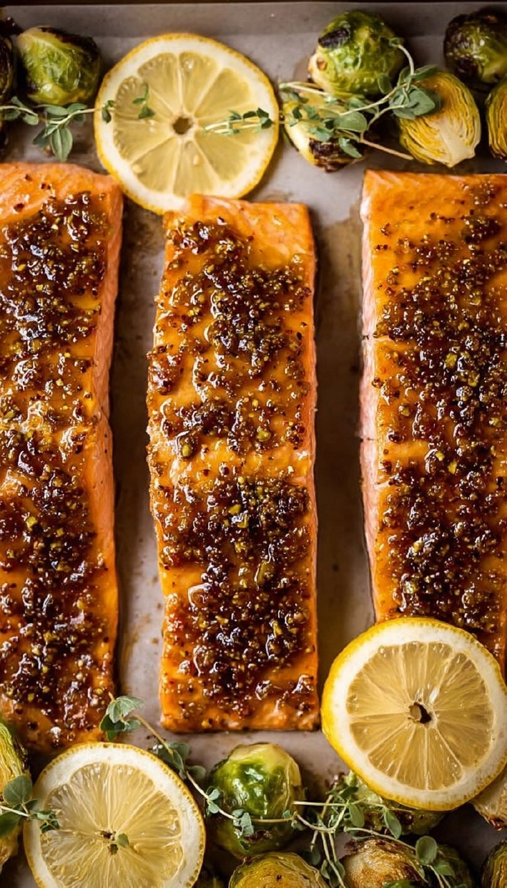 Salmon and Brussel Sprouts with Honey Dijon Glaze: Sheet Pan 95 Salmon and Brussel Sprouts with Honey Dijon Glaze: Sheet Pan