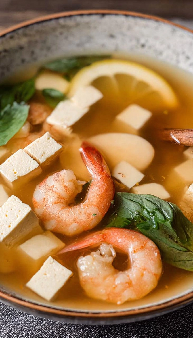 Lemon-Basil-Shrimp-and-Tofu-Soup-Recipe