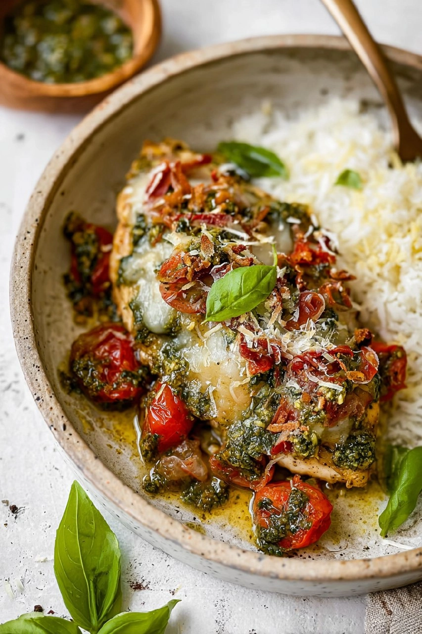 Pesto Chicken Bruschetta Bake 142 Pesto Chicken Bruschetta Bake