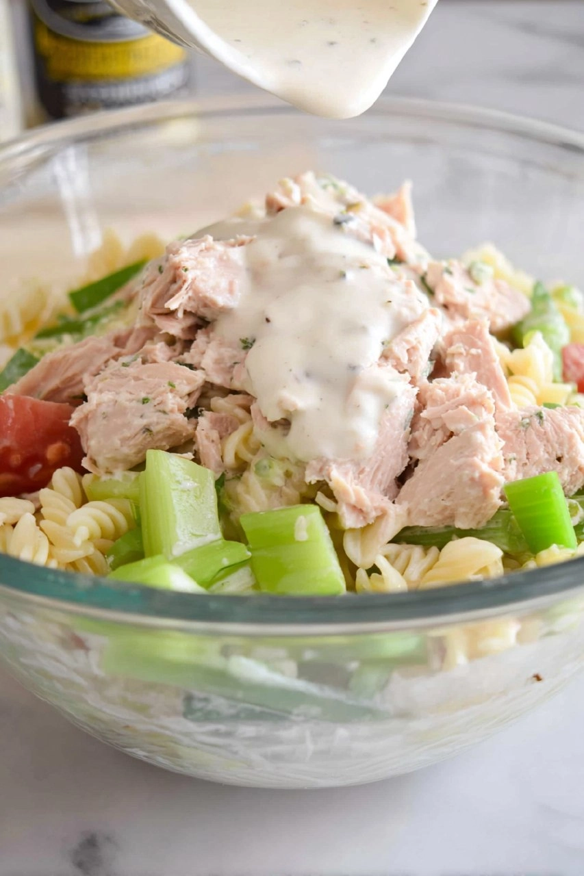 Tuna Pasta Salad with Creamy Lemon Dressing