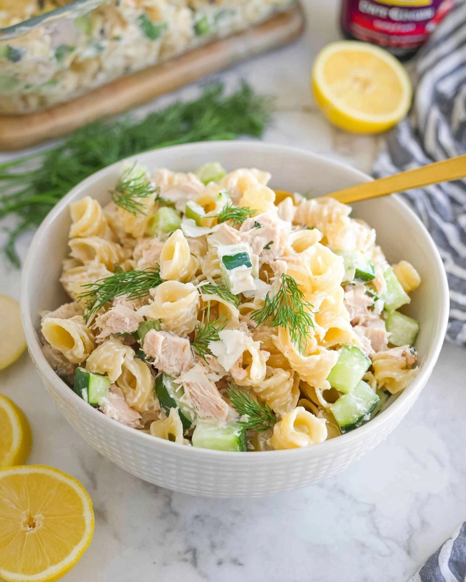 Tuna Pasta Salad with Creamy Lemon Dressing